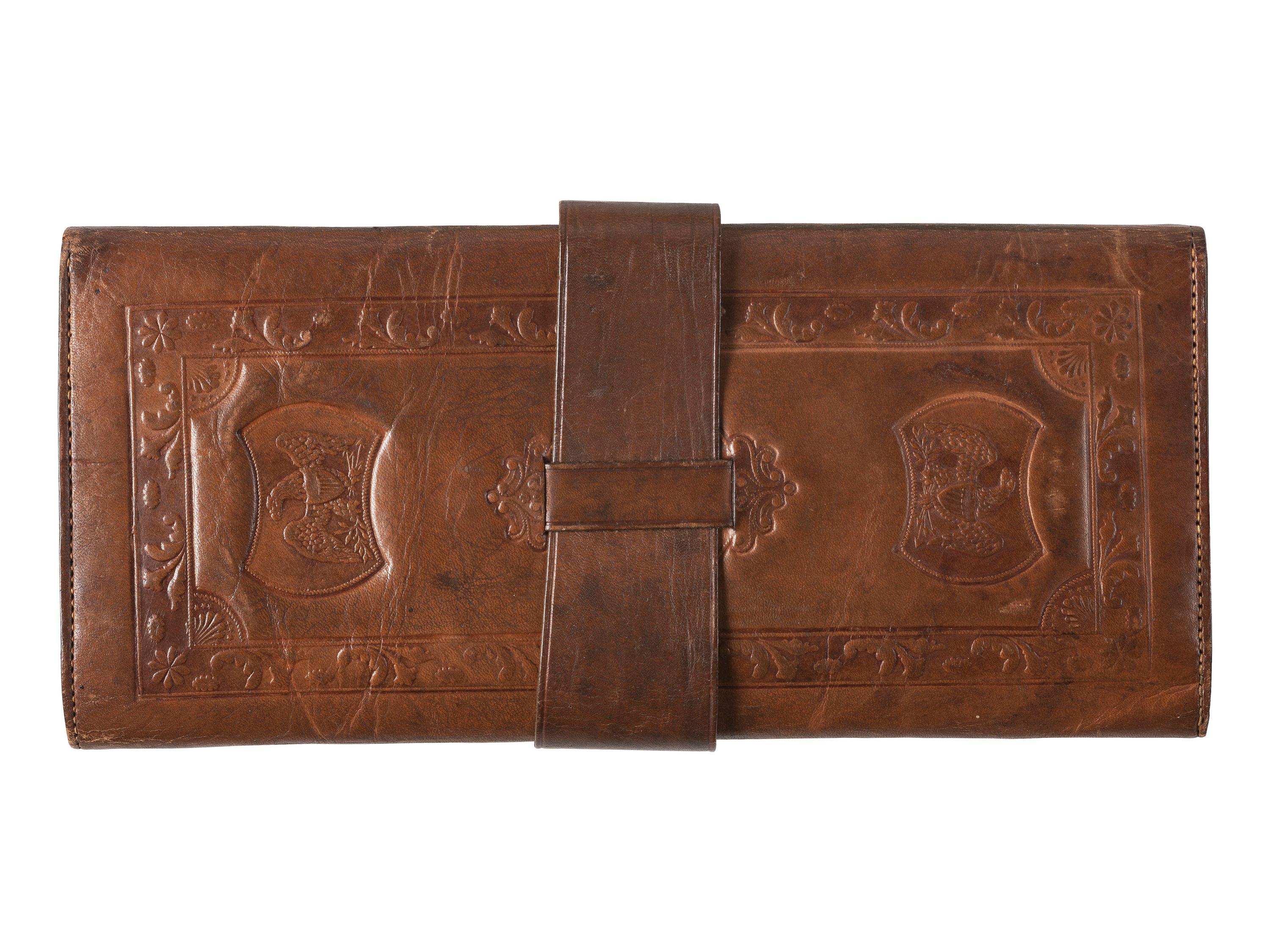 [CIVIL WAR]. Soldier's leather wallet with patriotic motifs. Ca 1860s.