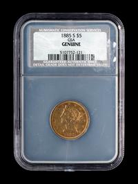 An 1885-S Liberty Head $5 Gold Coin