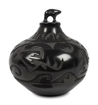 A Lidded Blackware Pottery Jar