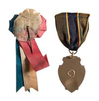 [MILITARIA INCLUDING THE CIVIL WAR]. A group of 8 items, incl. Confederate bond, southern newspaper, Union pay roster, signature of M. Genl. Sheridan, GAR pin and more.