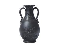 A Wedgwood Black Basalt Twin Handled Vase