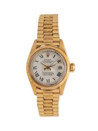 ROLEX, TIFFANY & CO., REF. 6927 18K YELLOW GOLD 'OYSTER PERPETUAL DATEJUST' WRISTWATCH, CIRCA 1979