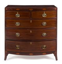 An American Mahogany Chest of Drawers Height 42 1/4 x width 42 x depth 21 1/2 inches. — 18TH/19TH CENTURY