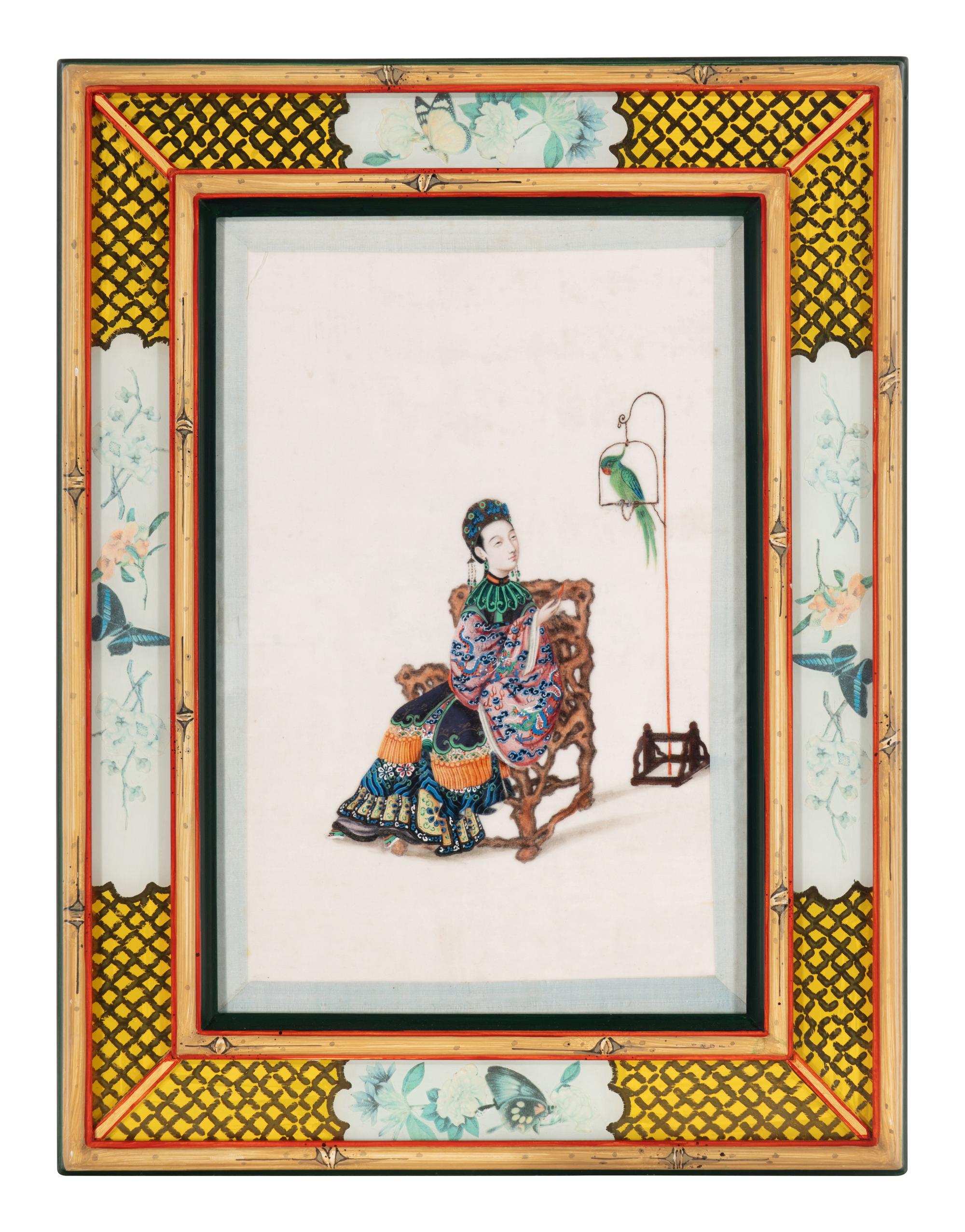 A Set of 12 Chinese Export Pith Paintings, Late 19th/Early 20th Century 清晚期 通草畫人物圖鏡框12幅