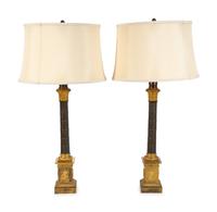 A Pair of Charles X Gilt and Patinated Bronze Candelabra Bases