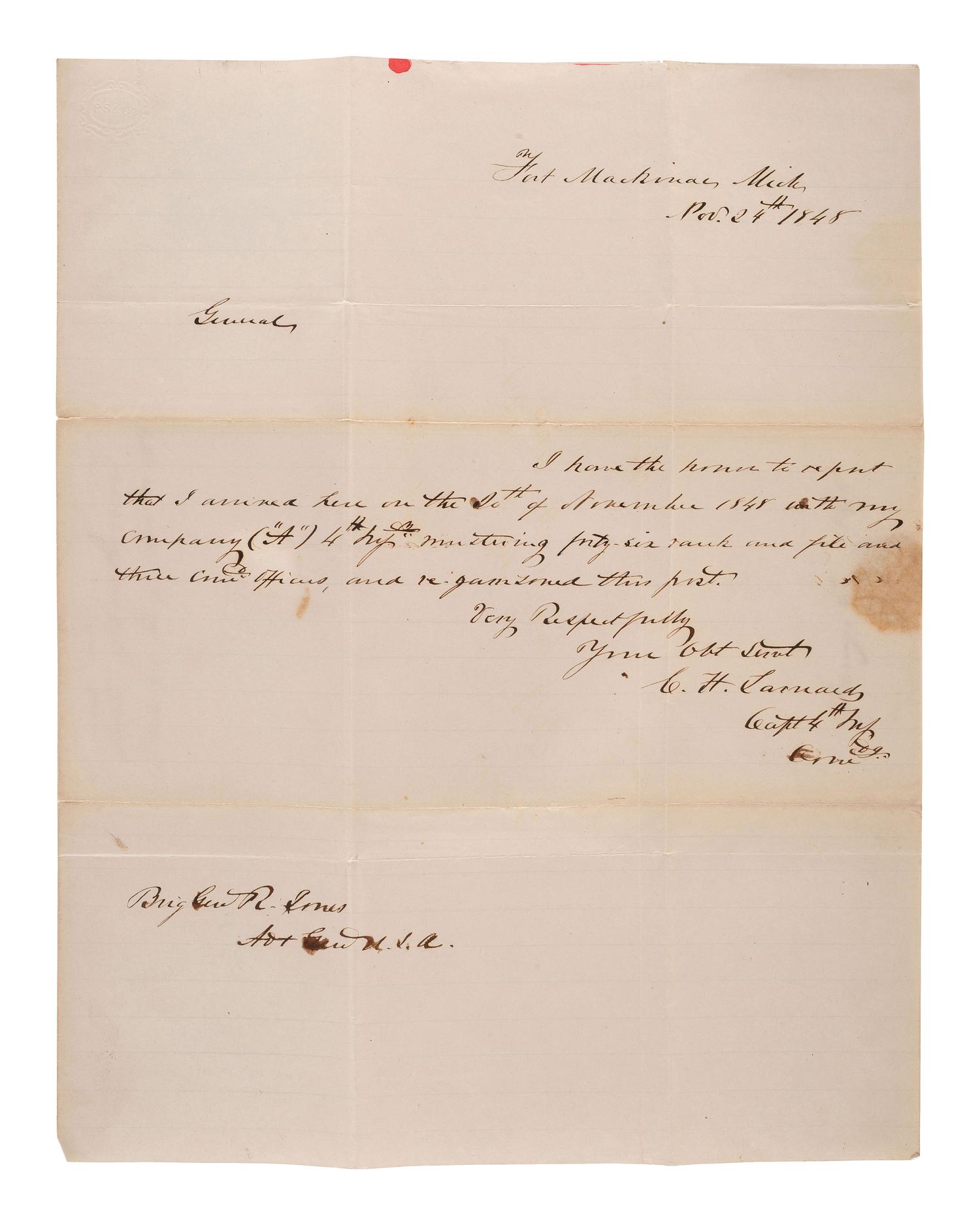 [MICHIGAN TERRITORY] -- [WISCONSIN TERRITORY]. A group of documents related to Prairie du Chien, Fort Crawford, and early Wisconsin settlement comprising:
