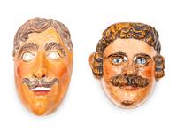 A Group of Continental Carved Wood Opera Masks