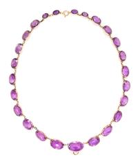 A Victorian Rose Gold and Amethyst Graduated Necklace, 18.00 dwts.