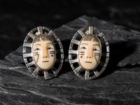Sterling Silver Maskette Post Earrings, 1992