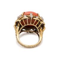 CORAL AND DIAMOND RING