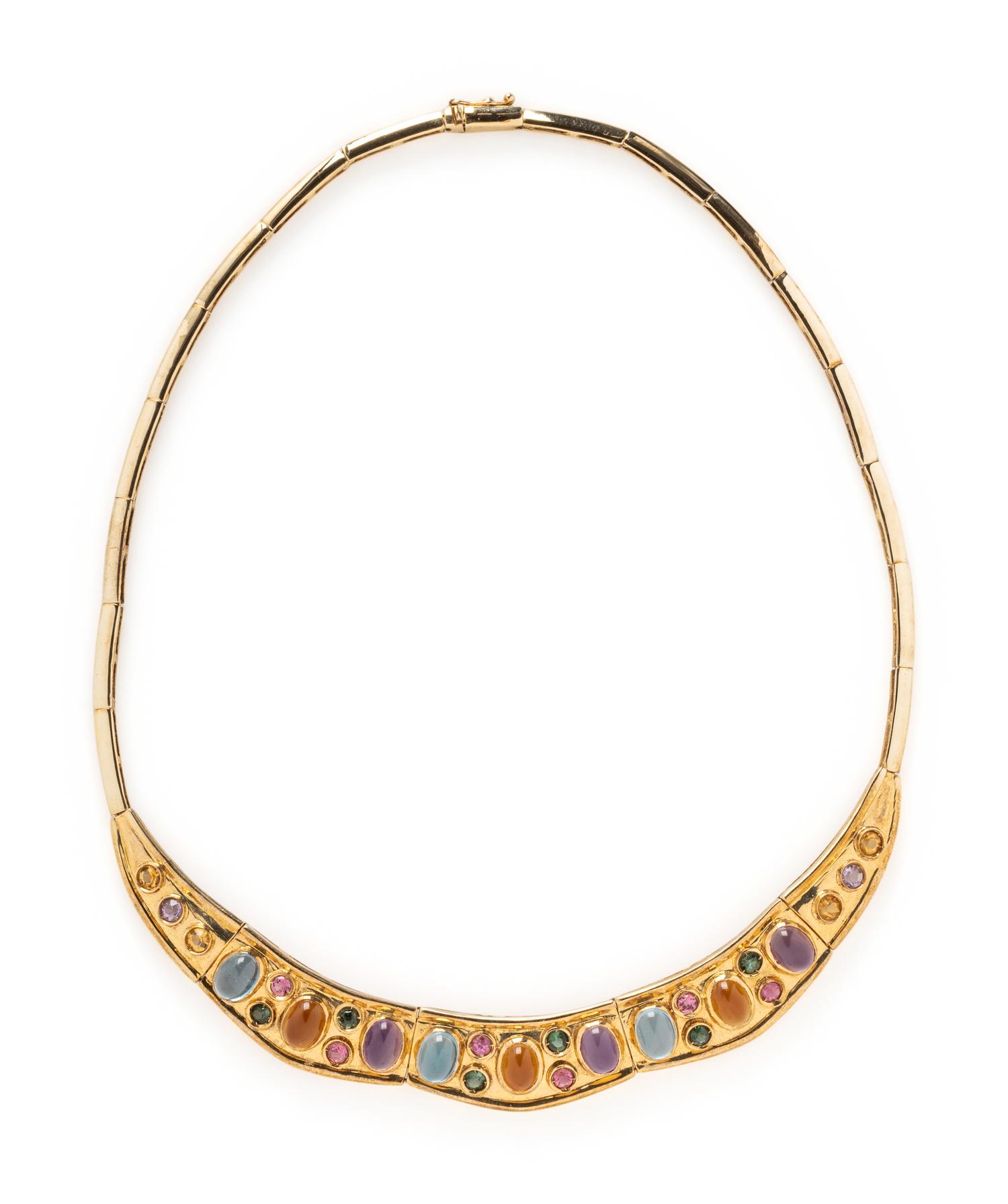 YELLOW GOLD AND MULTIGEM NECKLACE