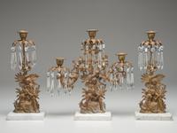 A Classical Gilt and Glass Three-Piece Girandole Garniture