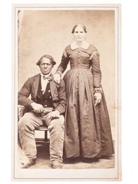 [EARLY PHOTOGRAPHY]. CDV album containing CDV of African American man and Caucasian woman.