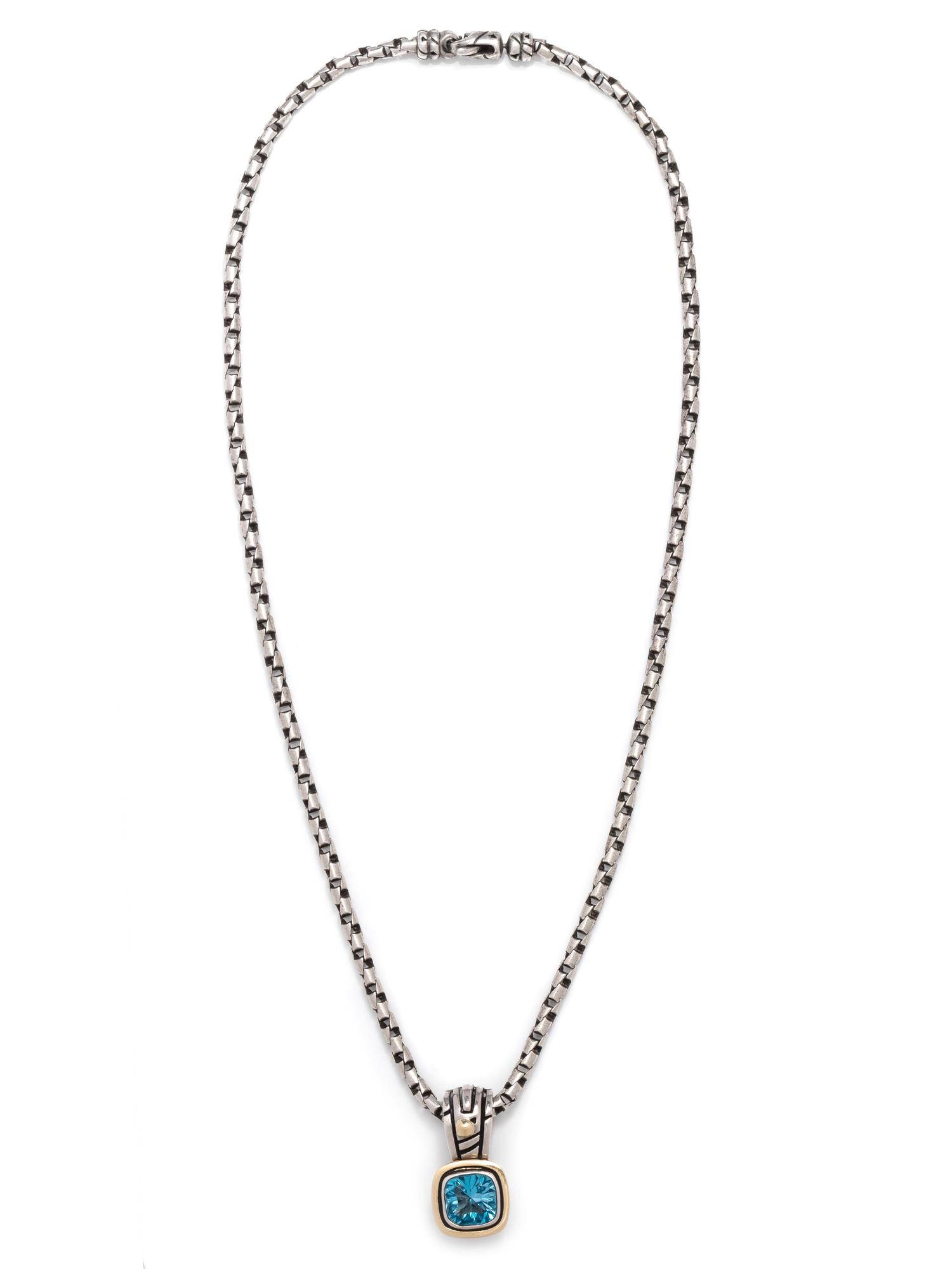 JOHN ATENCIO, SILVER, YELLOW GOLD AND BLUE TOPAZ PENDANT/NECKLACE
