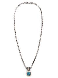 JOHN ATENCIO, SILVER, YELLOW GOLD AND BLUE TOPAZ PENDANT/NECKLACE