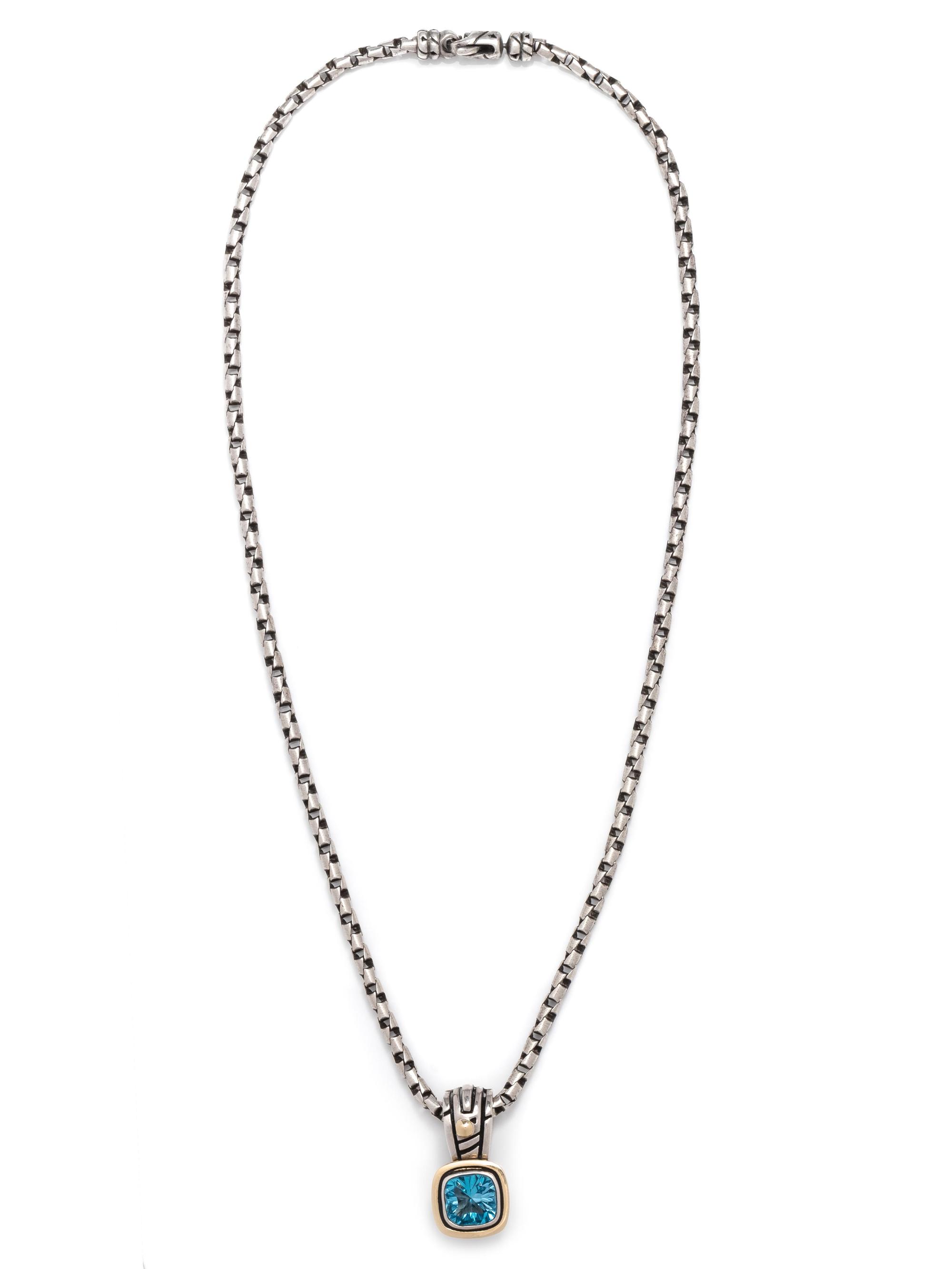 JOHN ATENCIO, SILVER, YELLOW GOLD AND BLUE TOPAZ PENDANT/NECKLACE