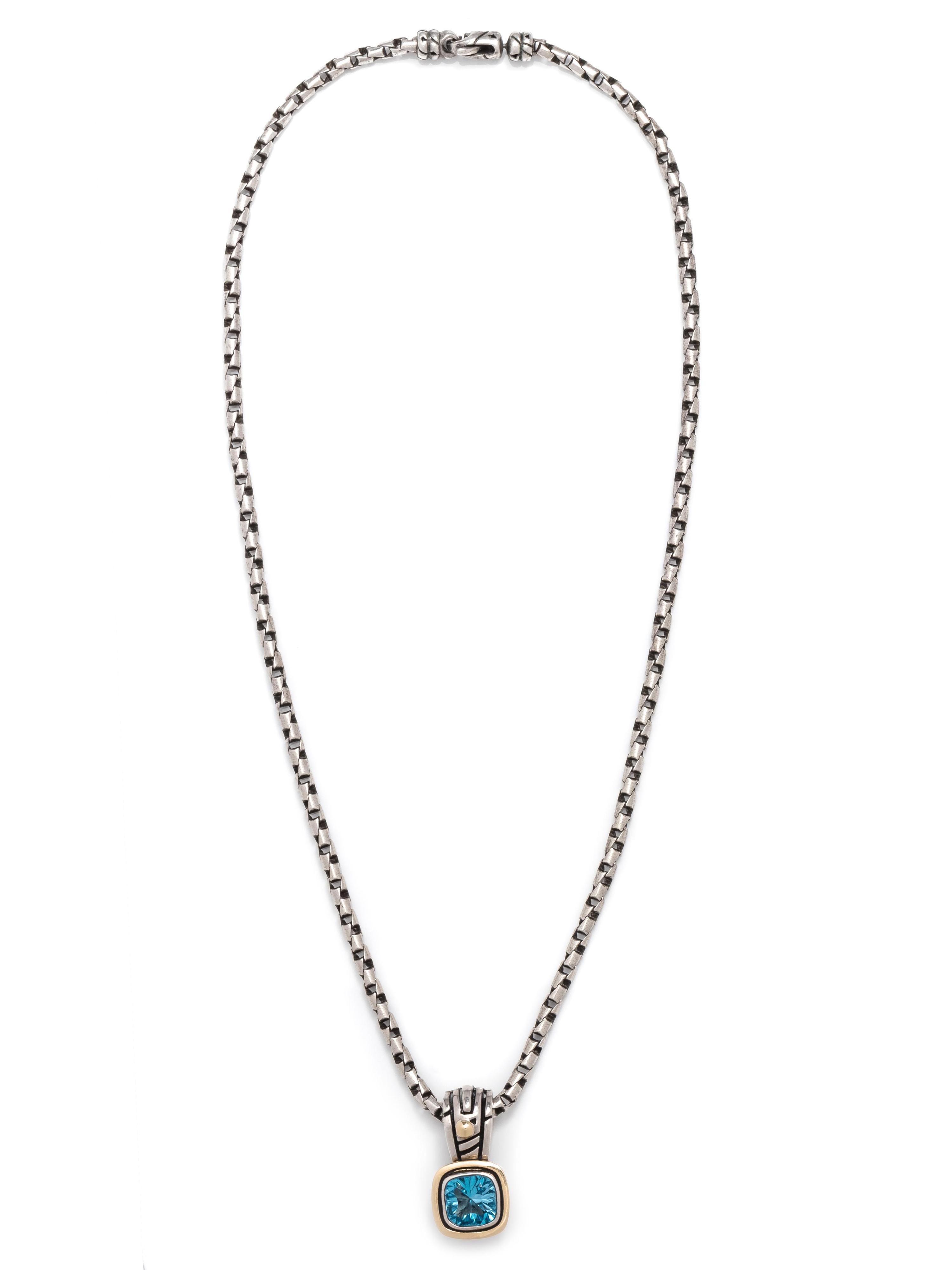 JOHN ATENCIO, SILVER, YELLOW GOLD AND BLUE TOPAZ PENDANT/NECKLACE