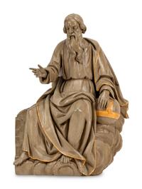An Italian Painted and Parcel Gilt Figure of a Saint