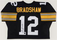 A Terry Bradshaw Signed Autograph Pittsburgh Steelers Jersey Display (Beckett Authentication Services Letter),