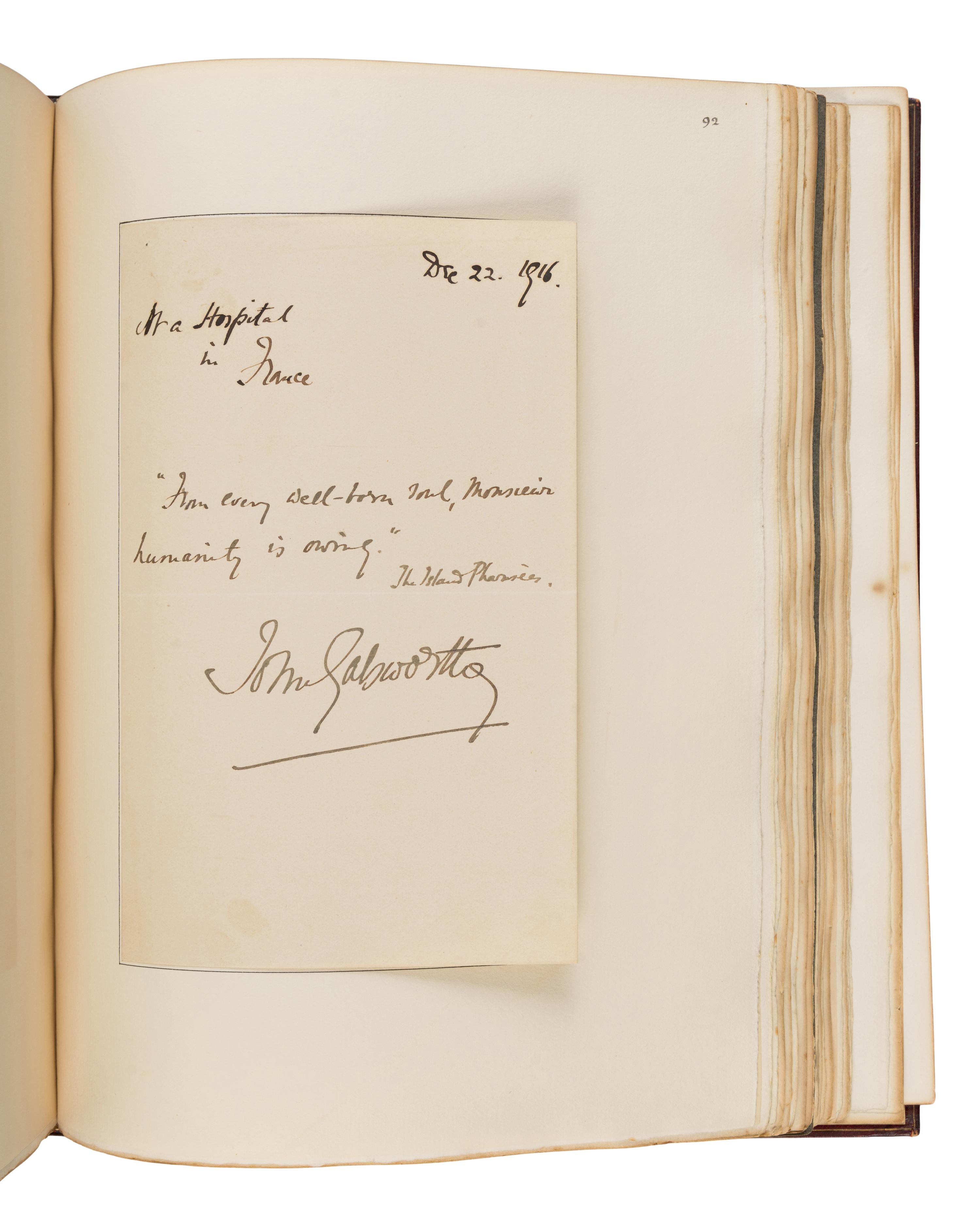 [The Red Cross]. An exceptional album of autographs, letters, and original artwork assembled to benefit the British Red Cross during WWI. [N.p.: N.p.], 1917.