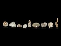 Nine Chinese Celadon Jade 'Fungus' Carvings