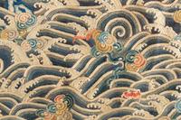 A Chinese Blue Ground Embroidered Silk Dragon Robe, Jifu