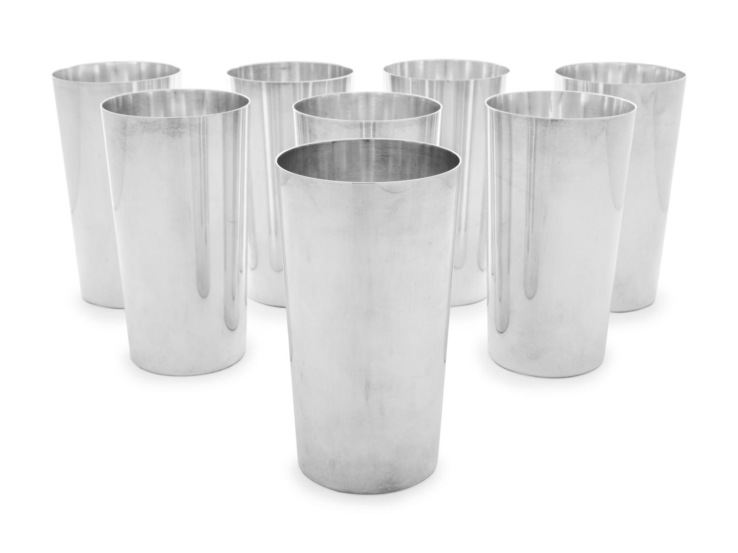 A Set of Eight American Silver-Plate Julep Cups