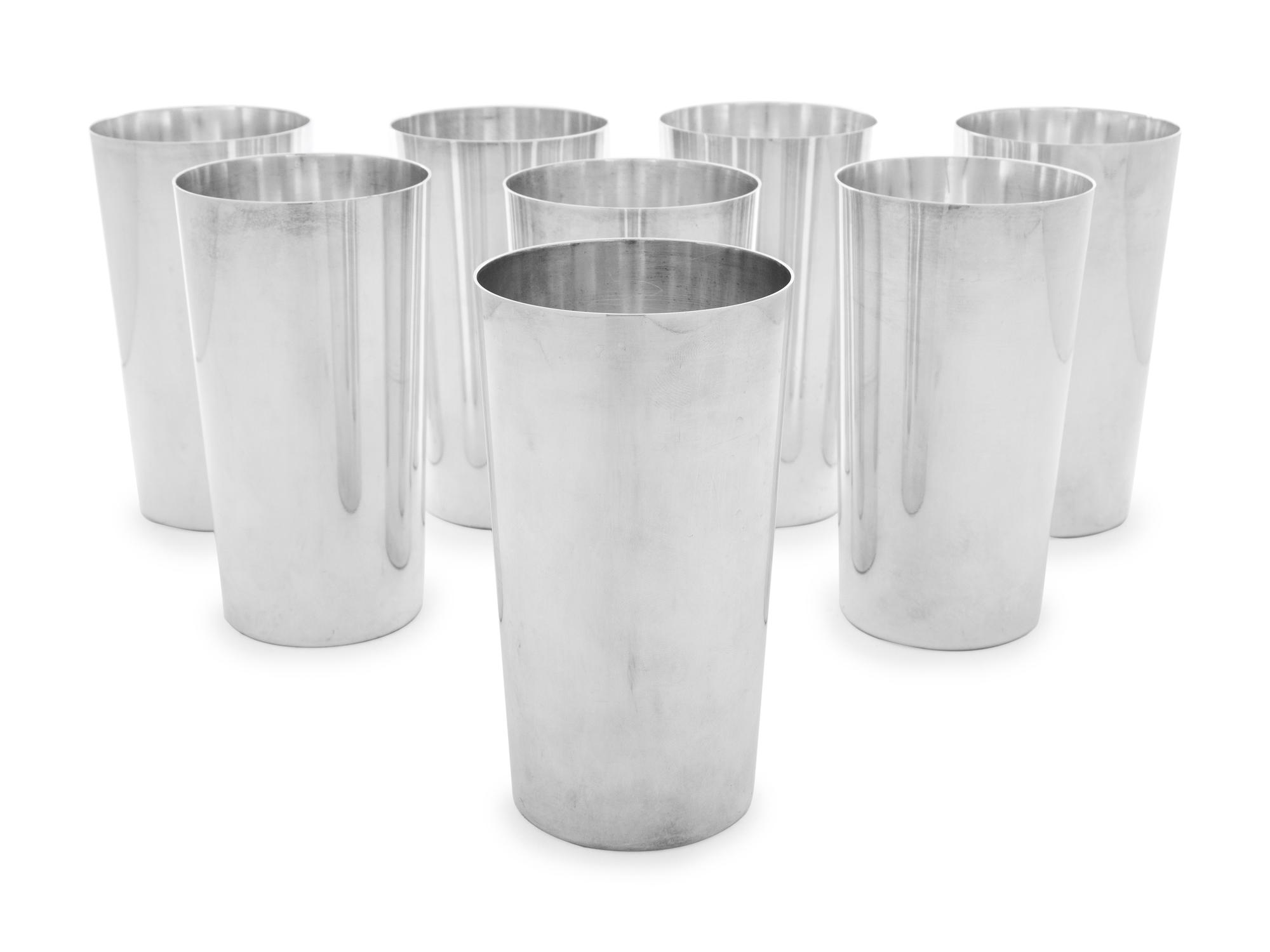 A Set of Eight American Silver-Plate Julep Cups