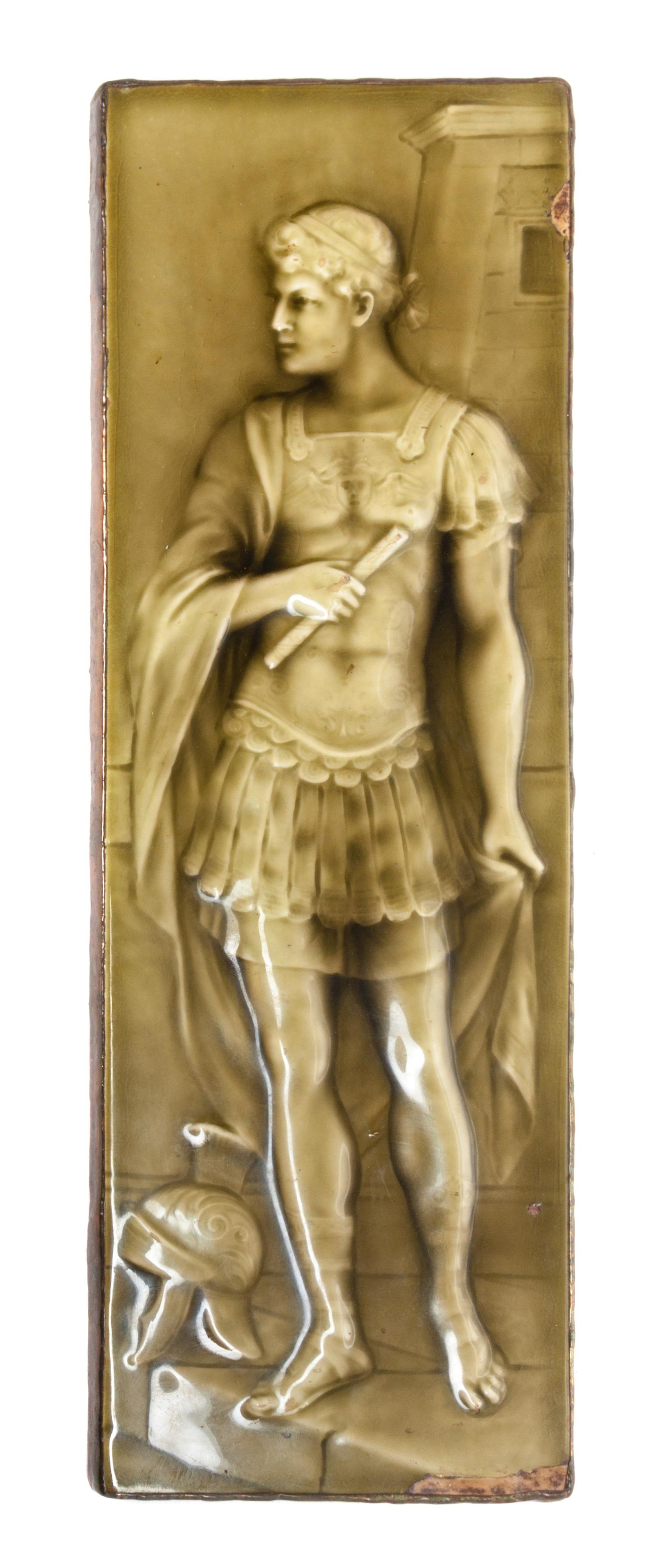 A Collection of Three Pottery Tiles Height of tallest 18 1/4 inches.