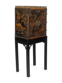 A Chinese Export Lacquered Cabinet on Stand