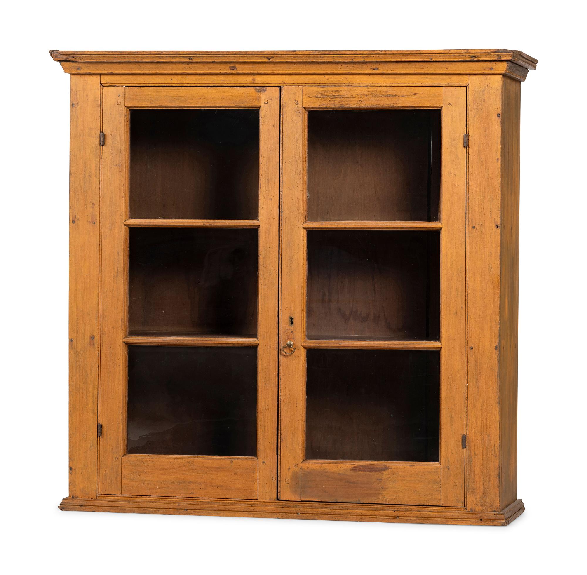 A Paint Decorated Pine Hanging Cupboard