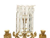 A Pair of Gilt Bronze and Marble Three-Light Candelabra