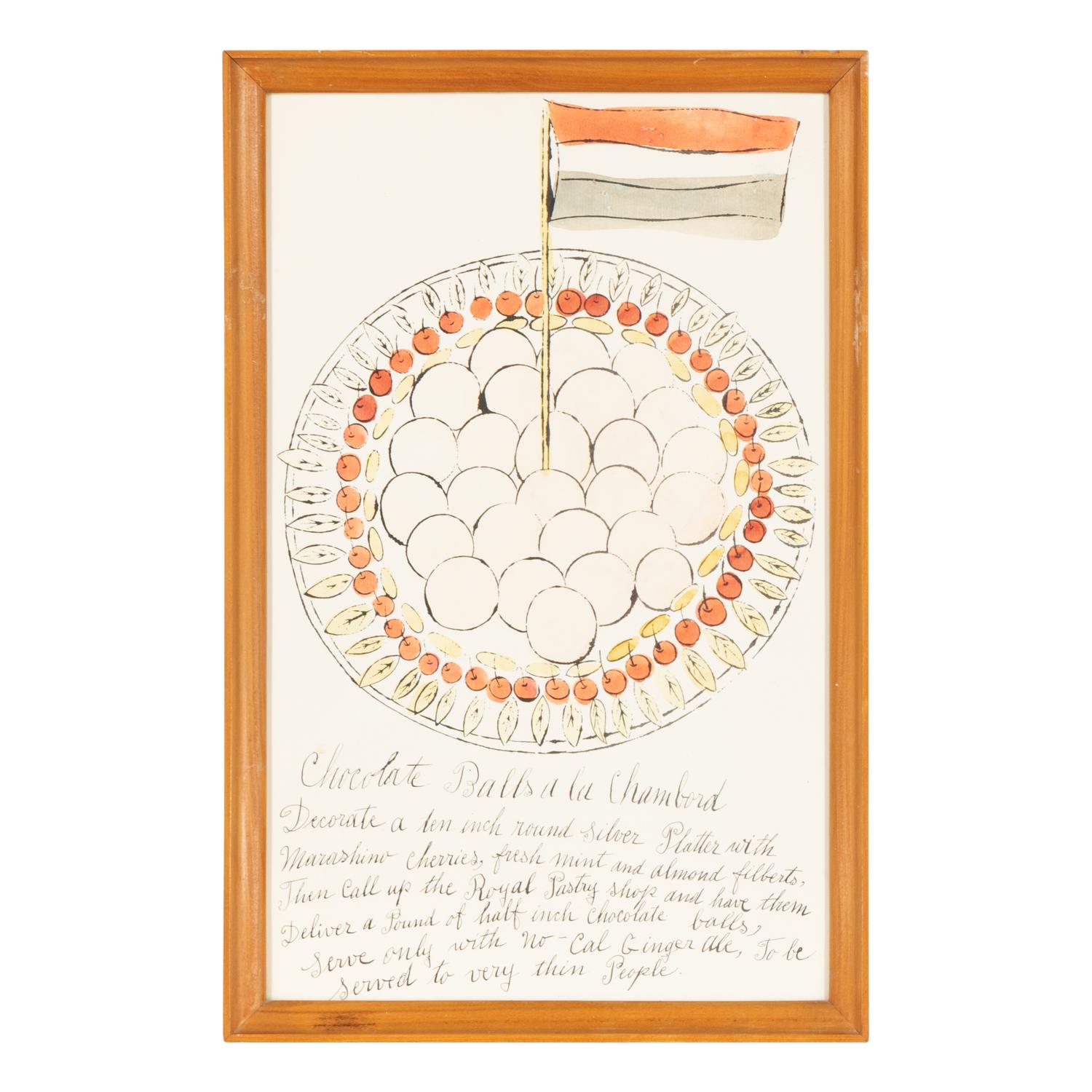 Andy Warhol (American, 1928-1987) — Roast Iguana and Chocolate Balls a la Chambord (two works from Wild Raspberries ), 1959