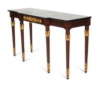 A Louis XVI Style Parcel Gilt Mahogany Marble-Top Console Table