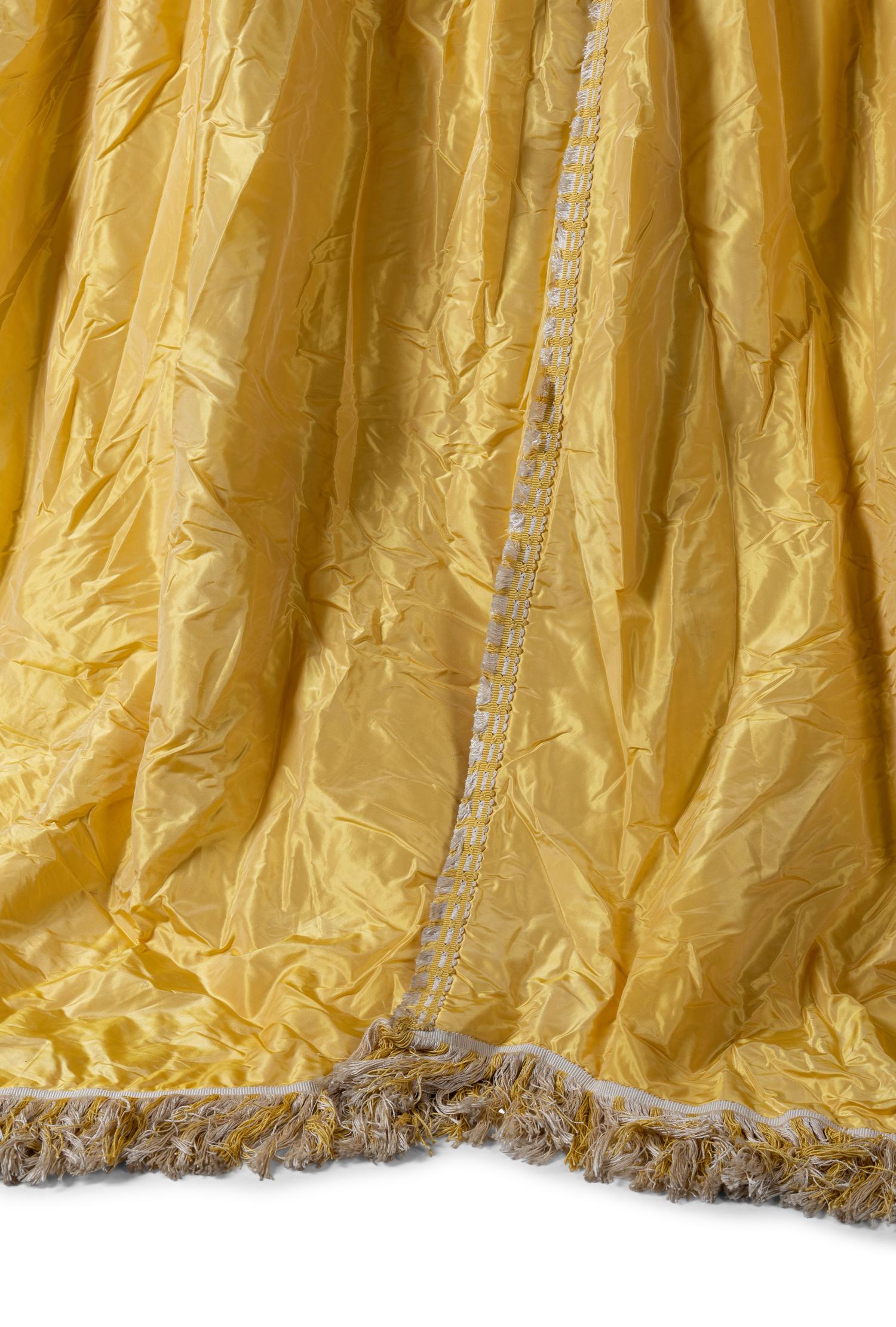 A Set of Three Drapery Panels and Two Drapery Valances