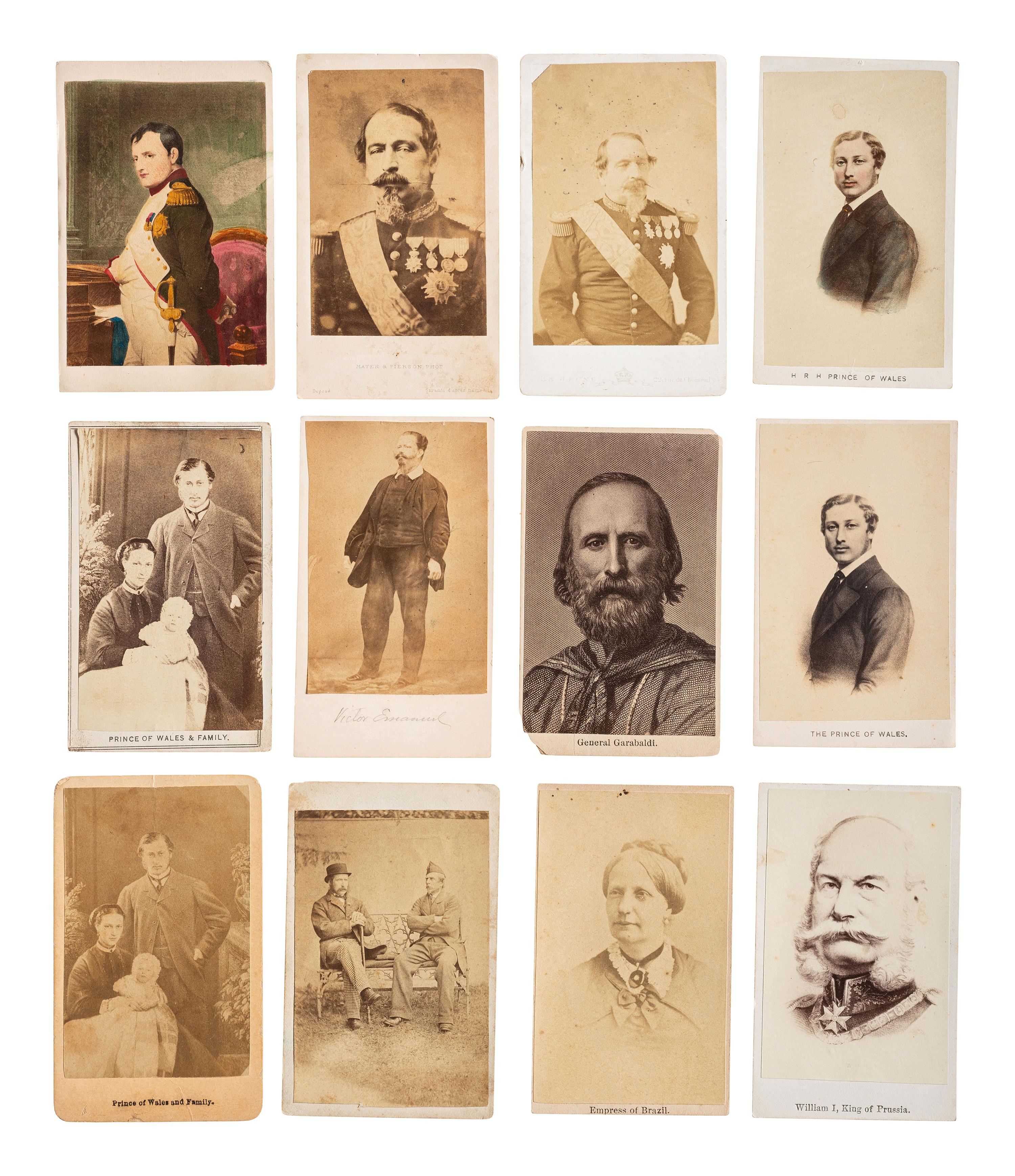 [EARLY PHOTOGRAPHY] Group of 25 commercial American CDVs, 13 European CDVs, and 2 cabinet cards.