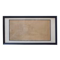 A Framed Hand-Rendered Architectural Drawing Signed A. Riedl 31.75" W x .5" D x 16.5" H — United States, Circa 1920