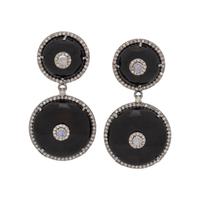 ENAMEL, MOONSTONE AND DIAMOND EARRINGS