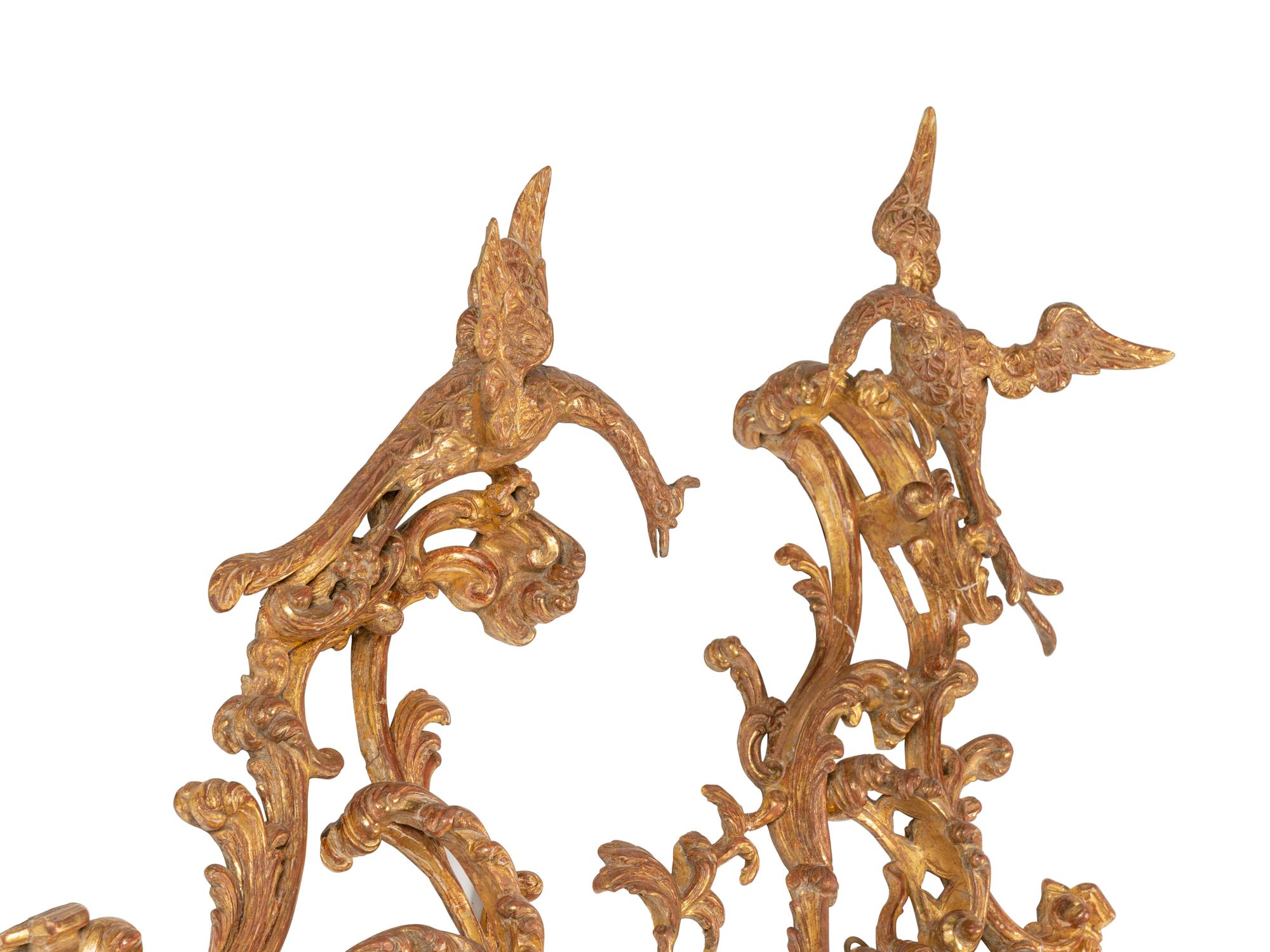 A Pair of George III "Chinese Chippendale" Giltwood Wall Brackets