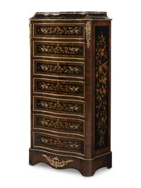 A Napoleon III Marquetry and Marble-Top Secrétaire à Abbatant