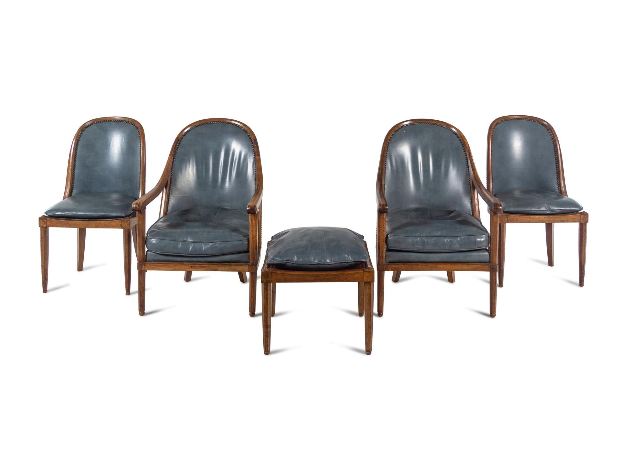 A Set of Four Directoire Walnut Chairs