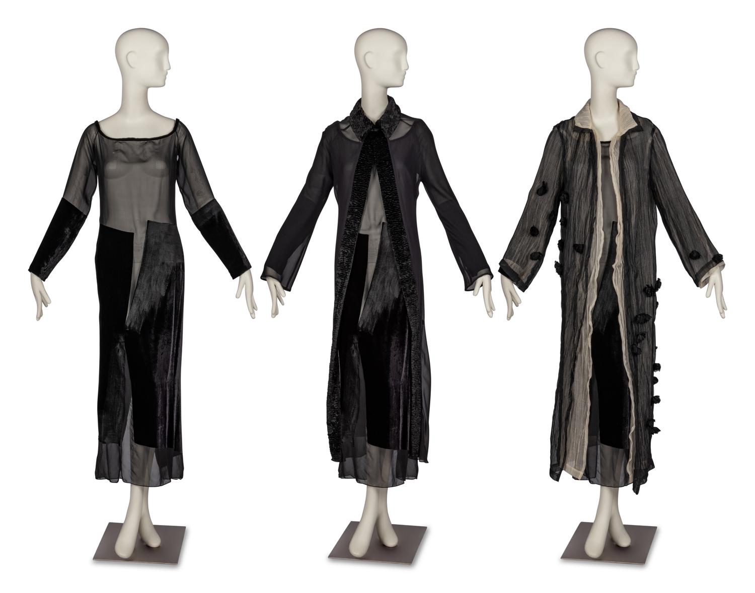 Yohji Yamamoto Jacket, One Comme des Garçons Jacket, and One Unmarked Dress