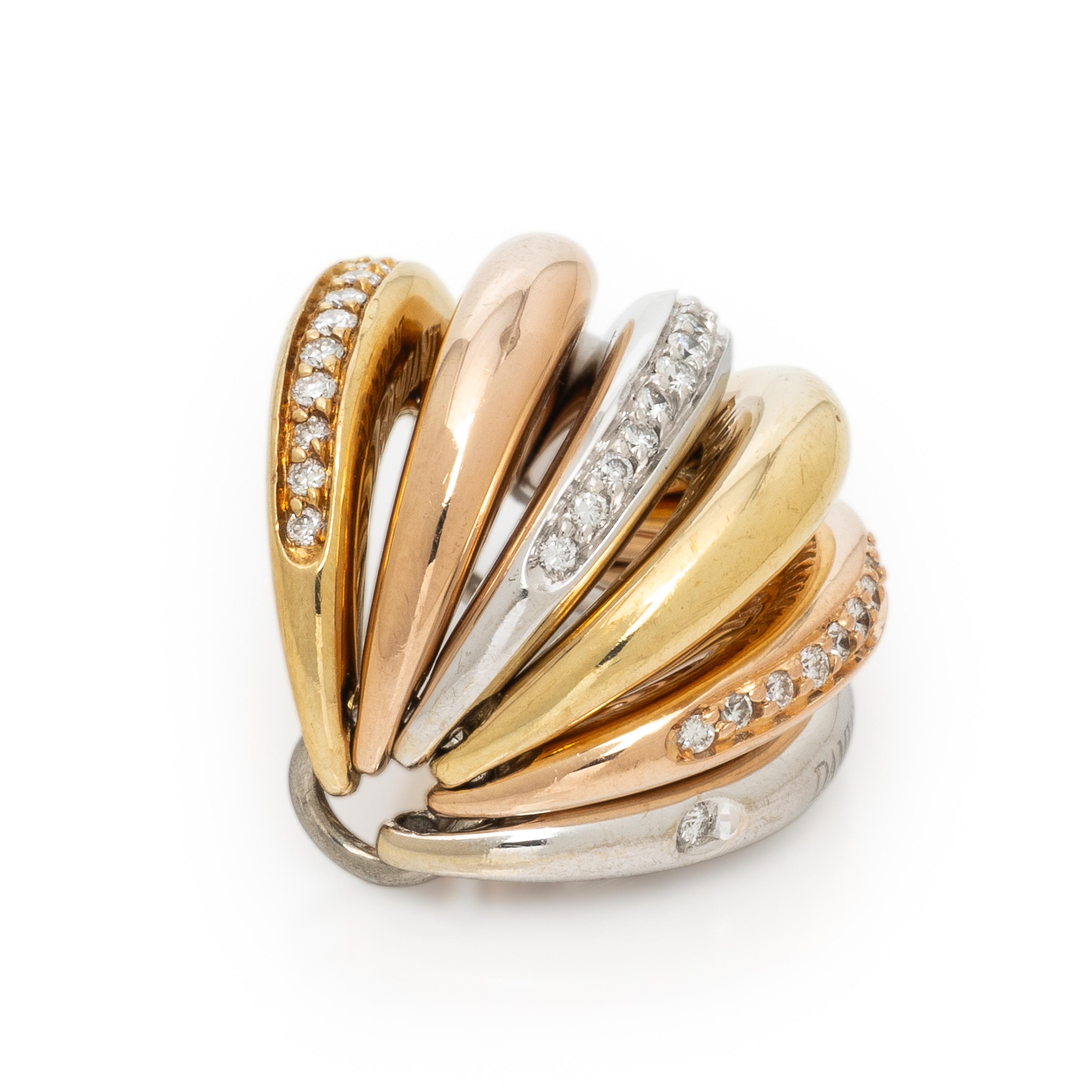 Damiani, 'Gaia' Tricolor Gold and Diamond Ring