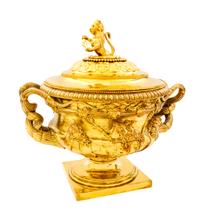 A George III Silver-Gilt Tureen, Benjamin Smith II & Benjamin Smith III, London, 1817, modeled after the Warwick vase, the lid with a l