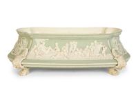 A Celadon Green and White Jasperware Jardinière