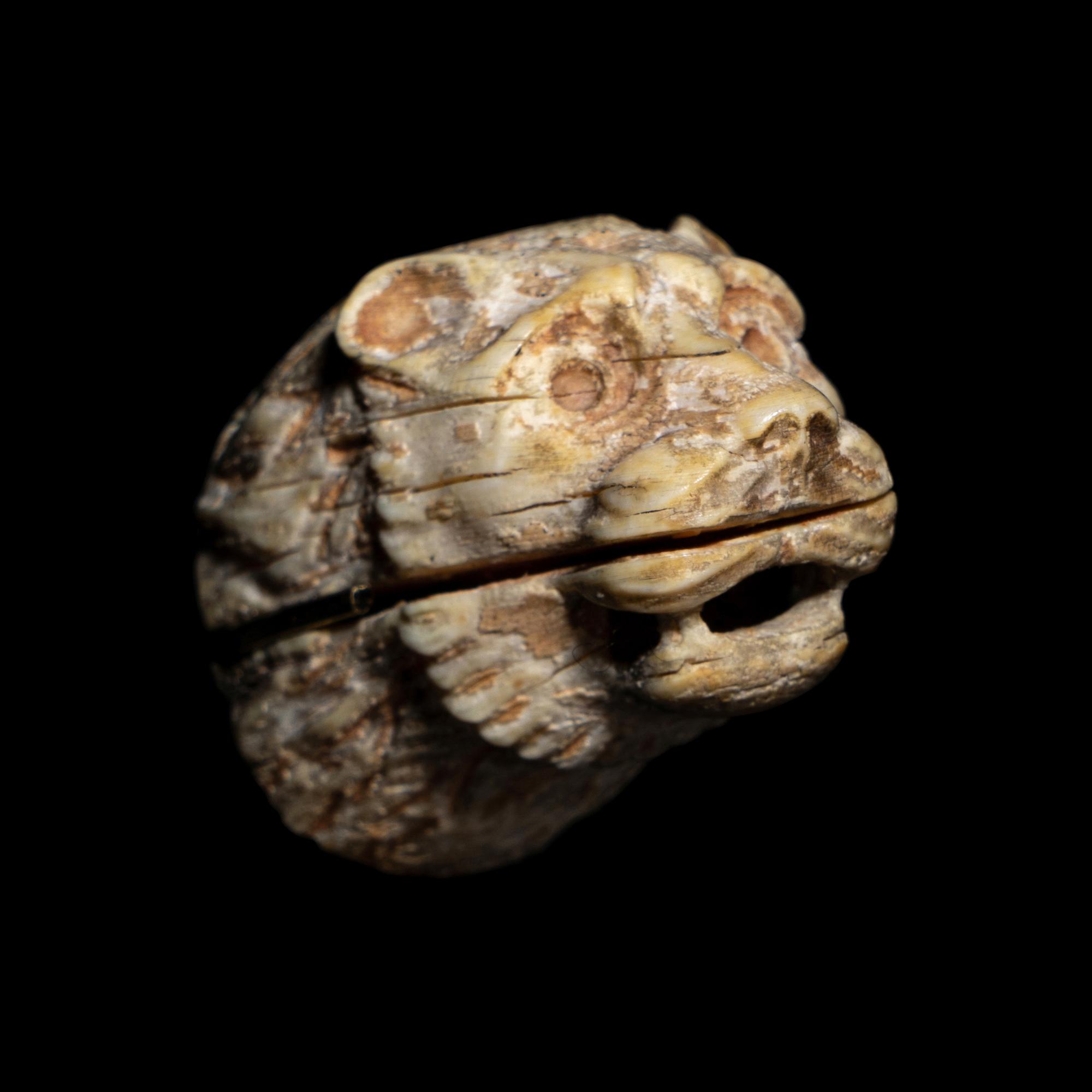 An Egyptian Bone Head of a Lion