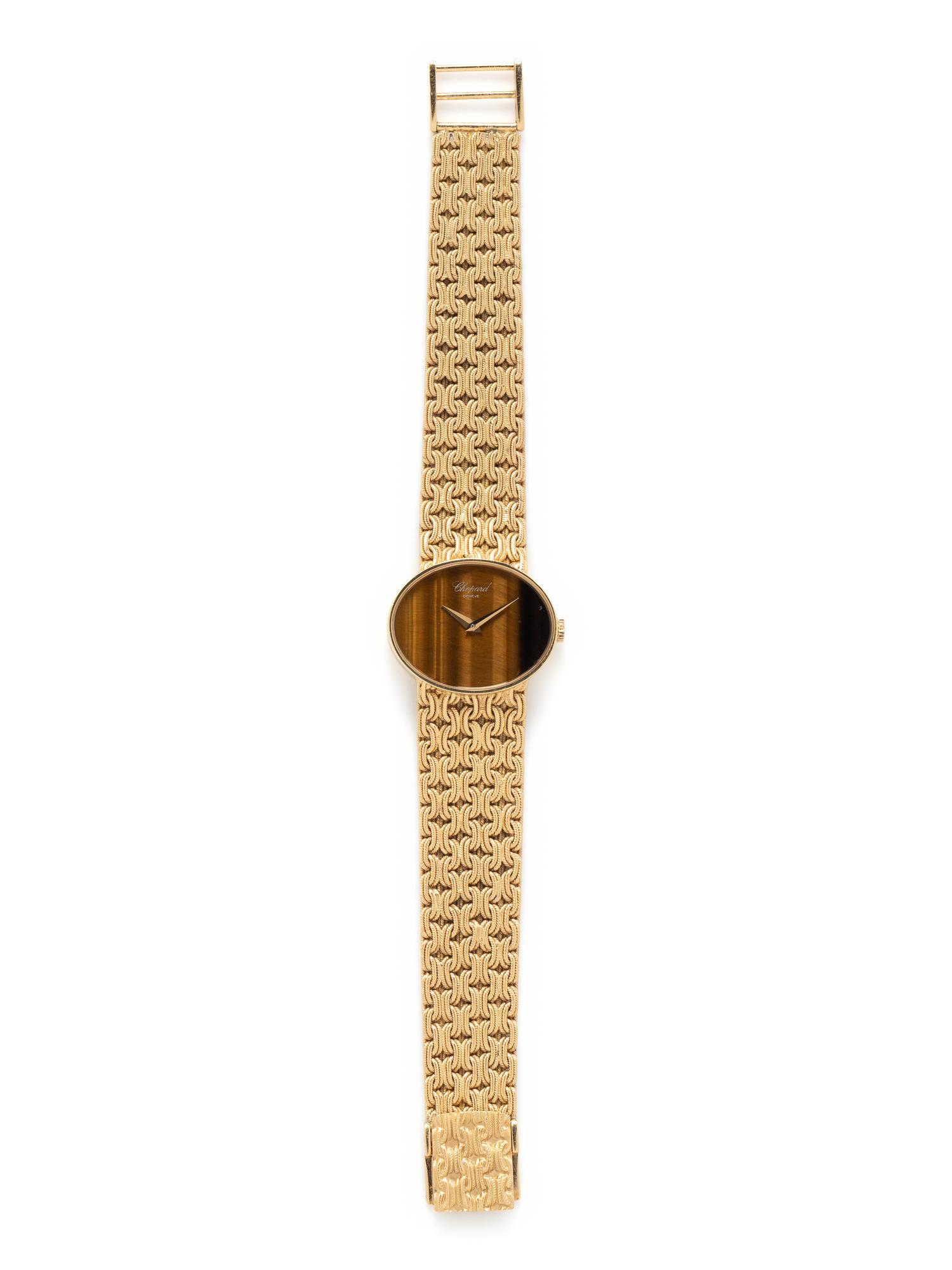 CHOPARD, 18K YELLOW GOLD AND TIGER'S EYE WATCH
