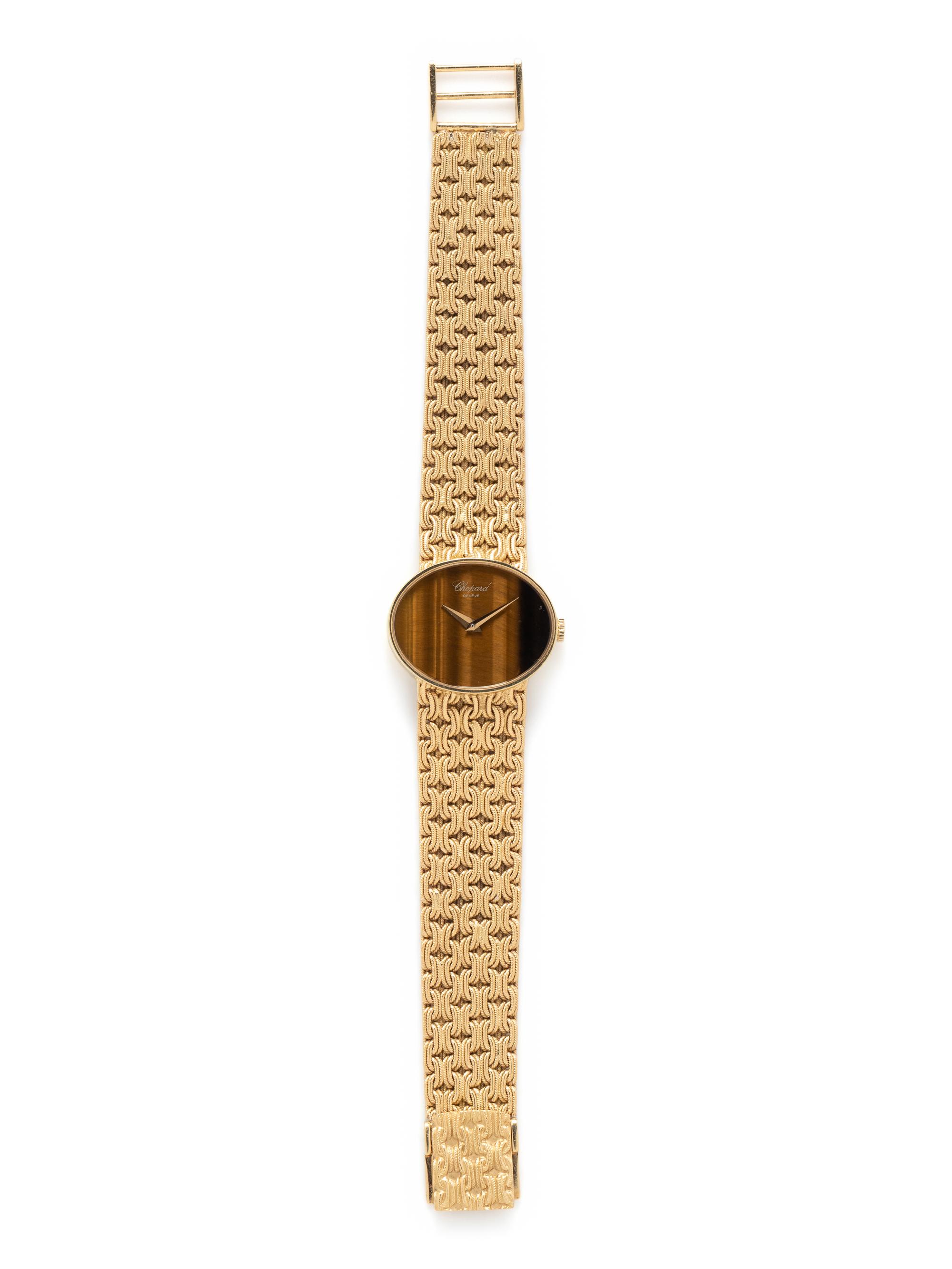CHOPARD, 18K YELLOW GOLD AND TIGER'S EYE WATCH