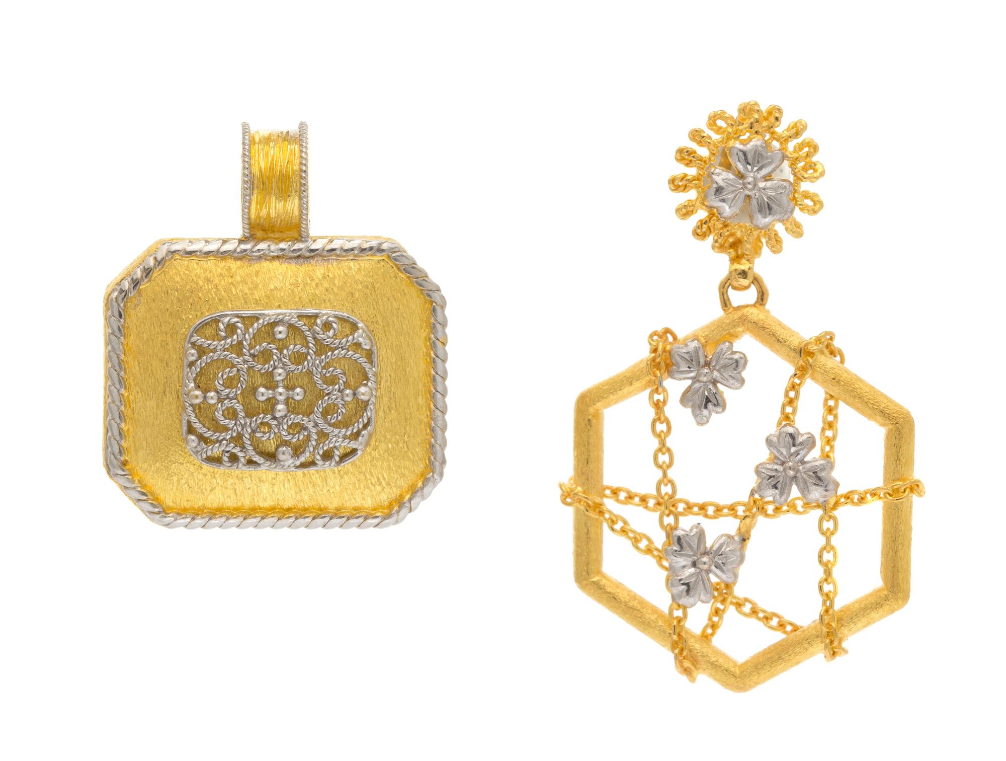 A Collection of 21 Karat Yellow and White Gold Pendants, Al-Zain, 24.50 dwts.