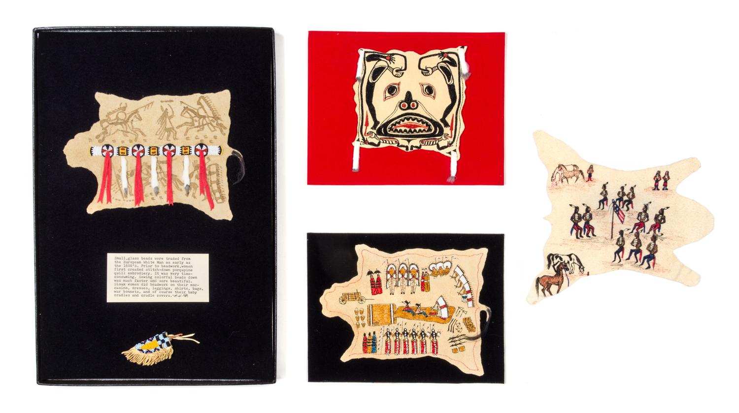 Four Painted Hides Length of longest 6 1/4 inches. — Brian "Rainbow Hand" and Kathy Tepper